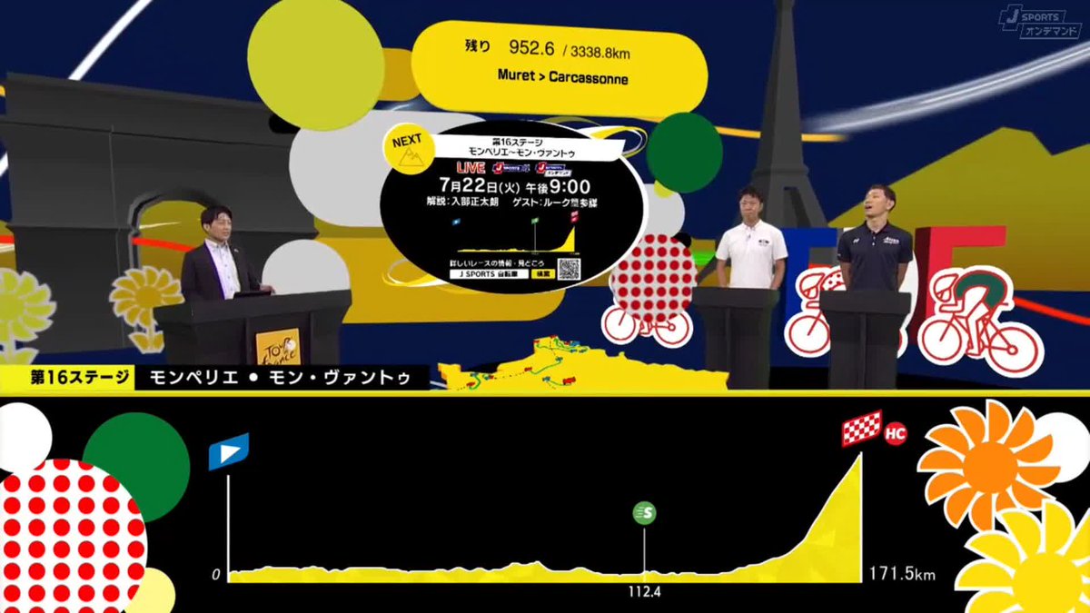 ⚠️7月22日（火）午後9:00〜（英語版：午後6:50〜） Cycle*2025 ツール・ド・フランス 第16ステージ 【モンペリエ 〜 モン・ヴァントゥ】171.5km（山岳／獲得標高 2950m） ゲスト：ルーク篁参謀さん 解説：入部正太朗さん 実況：サッシャさん #TDF2025 #jspocycle