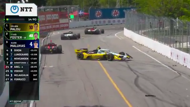 Christian Rasmussen spins after contact. The yellow is out.
