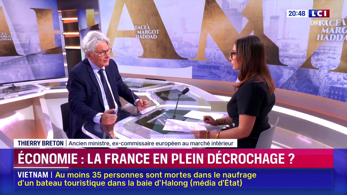 ๐ฃ๏ธ "La France est complรจtement รฉtouffรฉe par sa non-maรฎtrise des finances publiques" prรฉvient Thierry Breton โถ๏ธ โฆ Margot Haddad โฆ