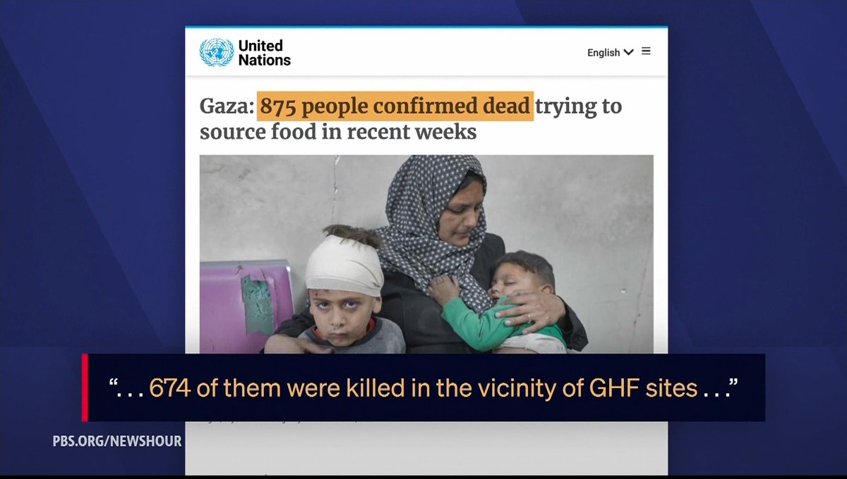 There are signs tonight that Israel is preparing to expand ground operations into an area of central Gaza that has been a relatively safe refuge for displaced Palestinians and humanitarian aid groups. The Israeli military issued evacuation orders for an area around Dier al-Balah, where forces have largely refrained from operating for fear of endangering hostages still held by Hamas. The orders came as at least 85 more Palestinians were said to have died while trying to get to food aid distribution sites. Many Palestinians say they have to choose between risking being killed trying to get food or going without. The UN said last week that in recent weeks nearly 900 people had died trying to get to aid. John Yang spoke with Sudarsan Raghavan of the Wall Street Journal to learn more.