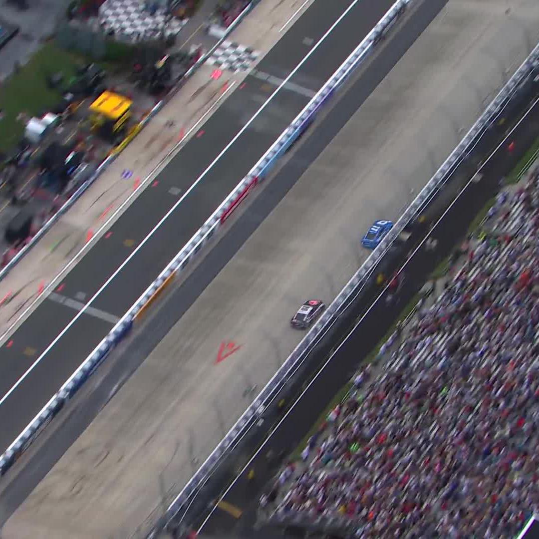 The battle between Denny Hamlin and Christopher Bell for the lead is heating up.