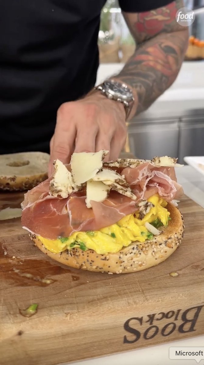 .Gabe Bertaccini put an Italian twist on the classic NYC bacon, egg and cheese sandwich! 🥯🤤 Follow Food Network on TikTok for more like this: Catch Gabe on #WorstCooks, premiering July 28 @ 9|8c.