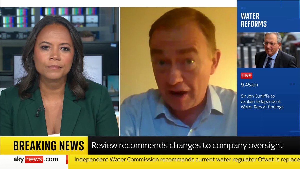 'It is a broken industry where very powerful people have run rings around the regulators and effectively stuck two fingers up at the British people,' says Tim Farron MP. A major report into the water industry has been published. 📺 Sky 501