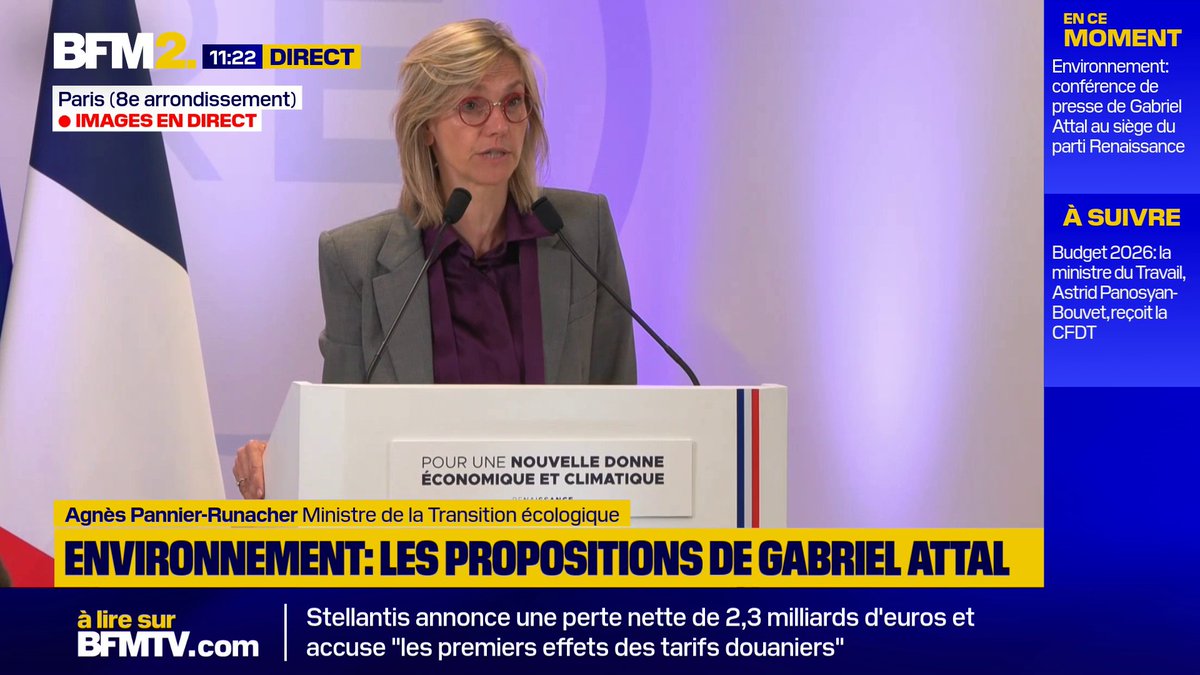 💬 "L'écologie, c'est un sujet trop sérieux pour être laissé aux écologistes" Agnès Pannier-Runacher, ministre de la Transition écologique, défend les propositions en matière d'environnement présentées par le parti Renaissance #BFM2