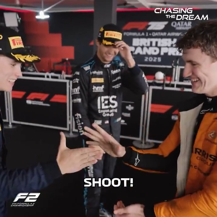 We're convinced that Alex Dunne and Luke Browning are one person at this point 🤣 Go behind the scenes with Chasing the Dream on the Formula 1 YouTube channel and on F1 TV 📺 Catch the Silverstone episode here 👉 #F2 #BritishGP