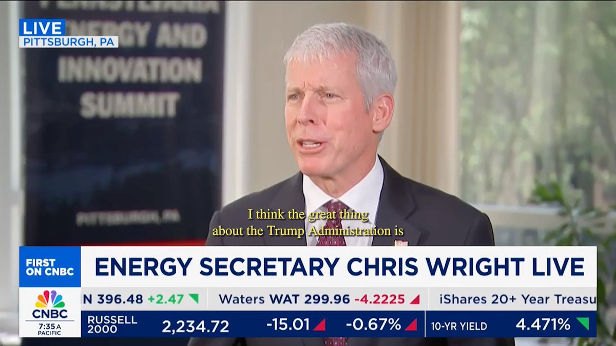 .Secretary Chris Wright: "We don't think we should direct the capital; we think businesses and consumers should." U.S. Department of Energy we are UNLEASHING innovation in the private sector and CEASING government overreach.