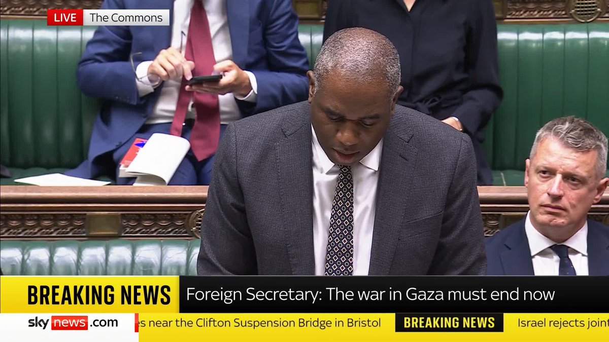 Foreign Secretary David Lammy tells MPs "there must be a viable pathway to a Palestinian state". He says the UK is "striving to keep open the prospects of a two-state solution" as this is "the only route to a lasting peace and security". Latest ➡️