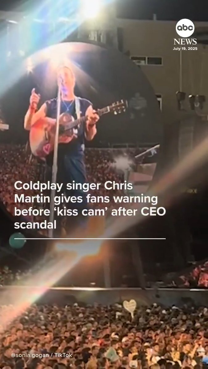 In the wake of the fallout from the CEO "kiss cam" controversy, Coldplay's Chris Martin playfully warned fans at a Wisconsin concert on Saturday they could be caught on camera, saying, "We're gonna use our cameras and put some of you on the big screen."