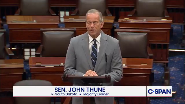 .Leader John Thune: "It was deeply disappointing to hear the Democrat leader threaten to shut down the government if Republicans dared to pass legislation to trim just one-tenth of 1% of the federal budget."