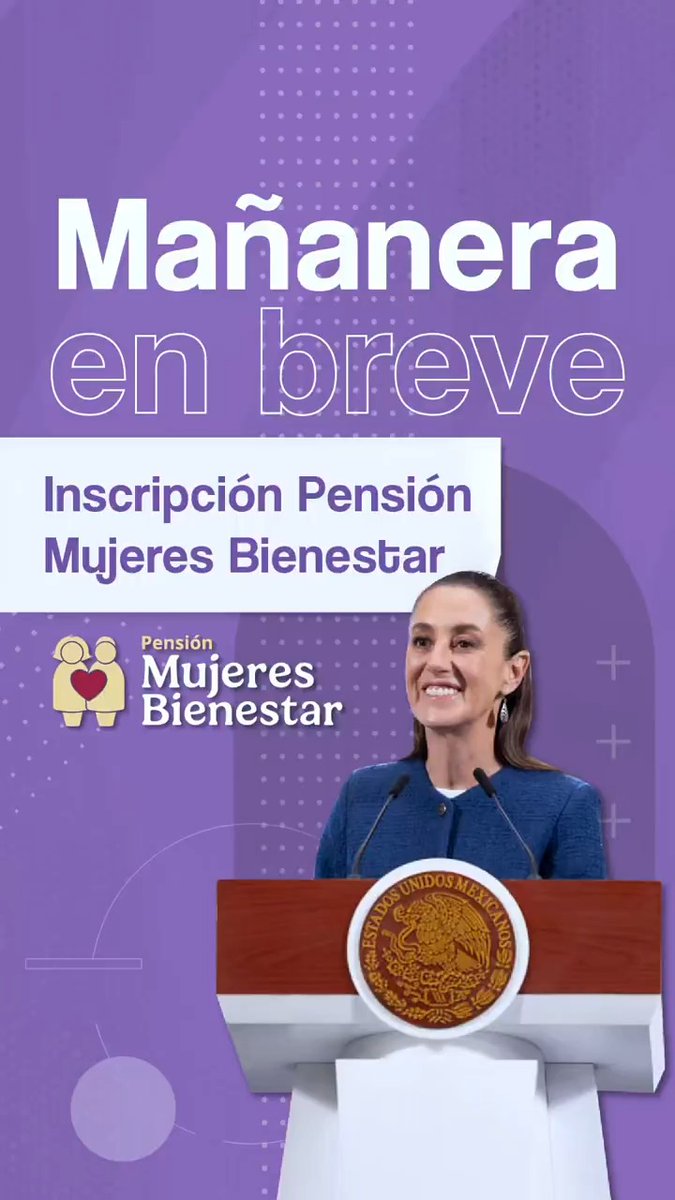 La #MañaneraEnBreve de la presidenta Claudia Sheinbaum Pardo: 📆 Pensión Mujeres Bienestar: inscripción en agosto de 60 a 62 años. 👩🏻 Centro Libre para las Mujeres registra 90 por ciento de avance. 💳 ¿Cómo usar tarjeta Finabien para remesas?
