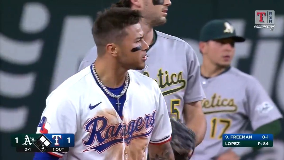 .Cody Freeman's first MLB hit puts us in front! #AllForTX