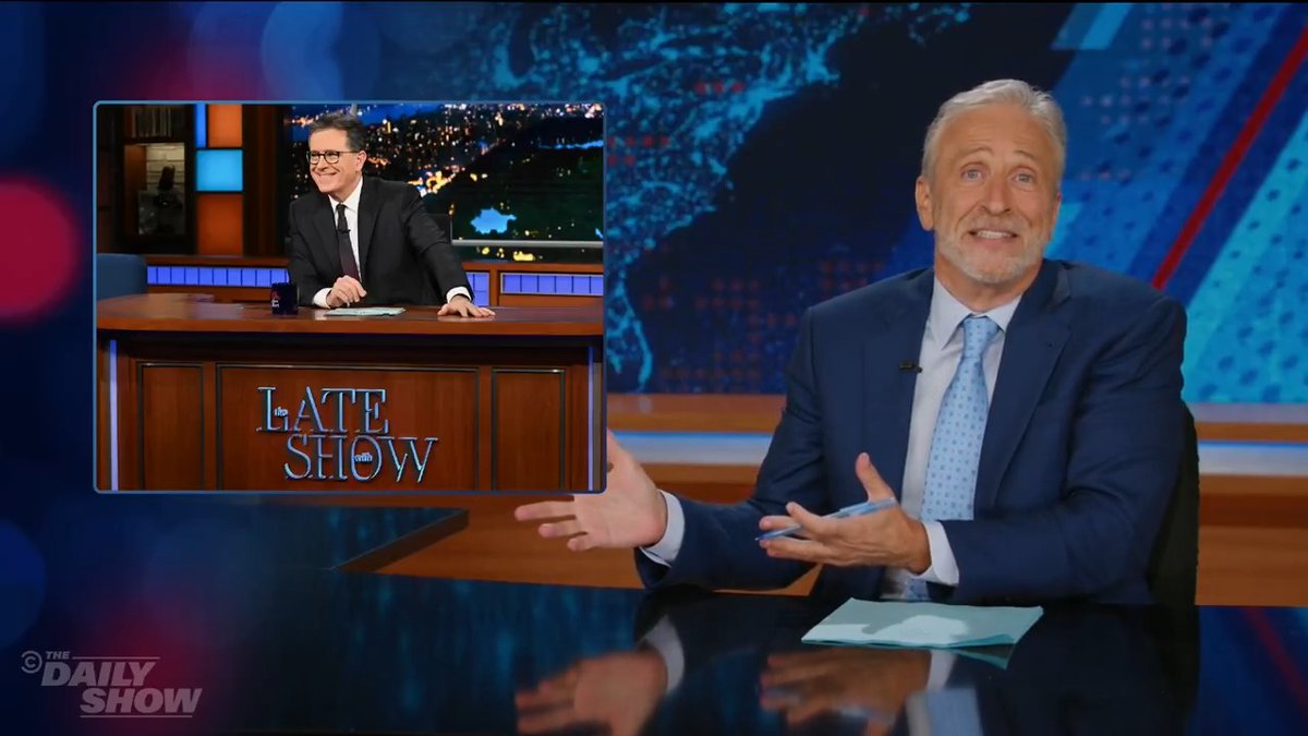 Jon Stewart reacts to CBS cancelling "The Late Show with Stephen Colbert" and tells corporations and advertisers to "sack up"