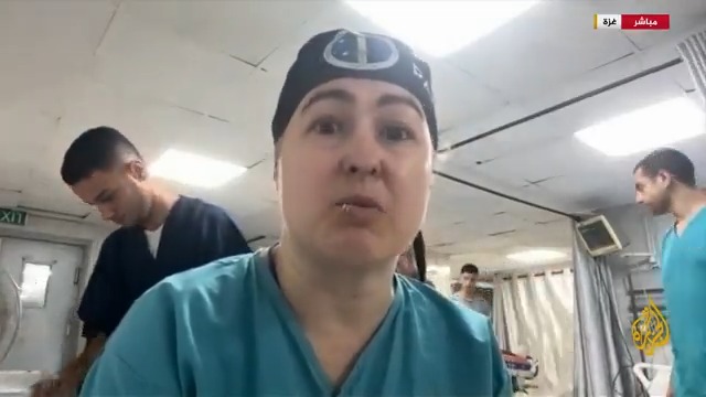 ممرضة طوارئ بمستشفى القدس في غزة للجزيرة: كلمة الإبادة تبدو مخففة أمام حقيقة ما يحدث من استئصال للسكان، والعاملون في المجال الطبي يخشون على حياتهم وعلى أرواح المرضى #حرب_غزة #الأخبار