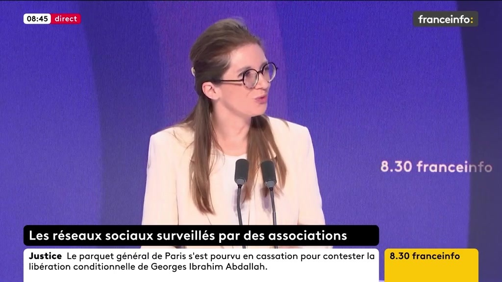 🔴 Associations pour surveiller les réseaux sociaux ➡️ "On mettra les moyens qu'il faut pour recruter des personnes qui seront dédiées à la lutte contre la haine en ligne", dit Aurore Bergé.
