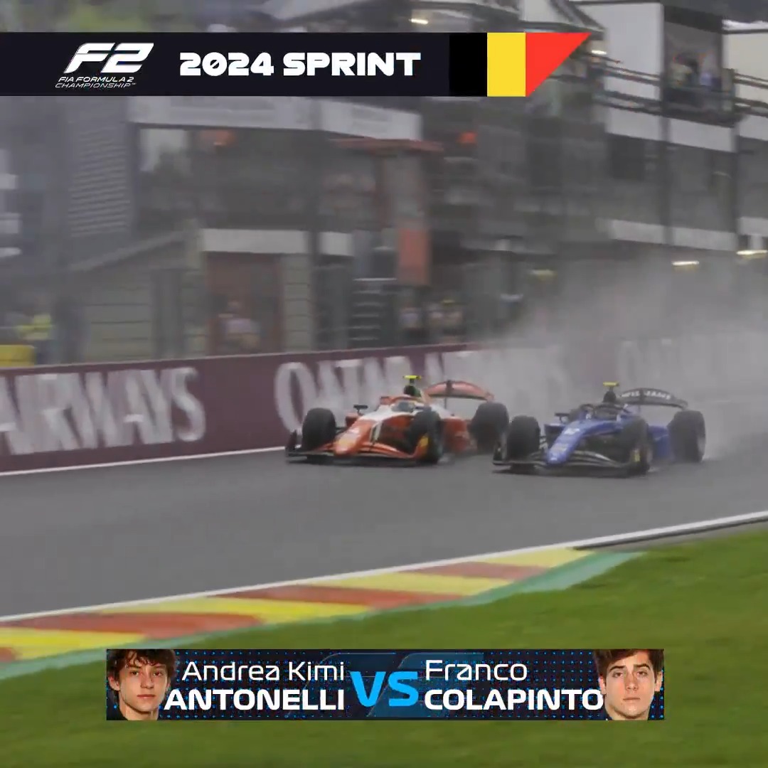This one was special ๐ฎโ๐จ Kimi Antonelli executed this AMAZING overtake on Franco Colapinto at Eau Rouge in the Sprint Race last year ๐คฉ #F2 #BelgianGP