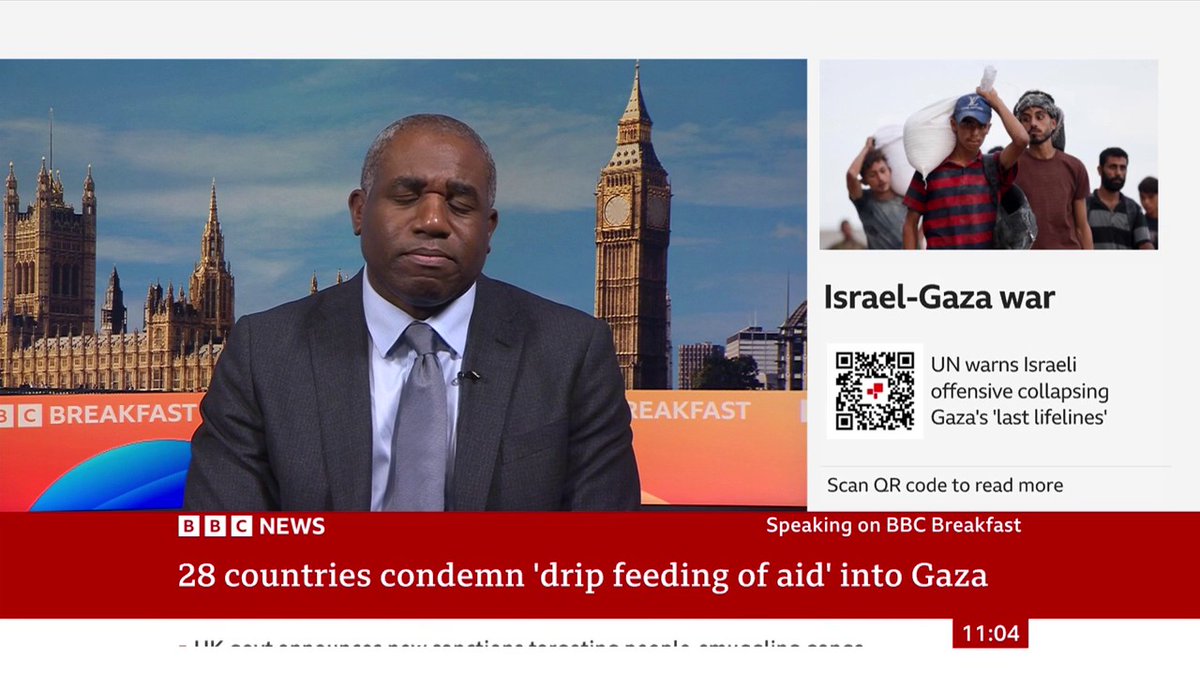 "We will continue to pressure" Foreign Secretary David Lammy has said he is "appalled and sickened" by civilian deaths in Gaza, as the UK joins 27 other countries calling for an immediate end to the war in Gaza