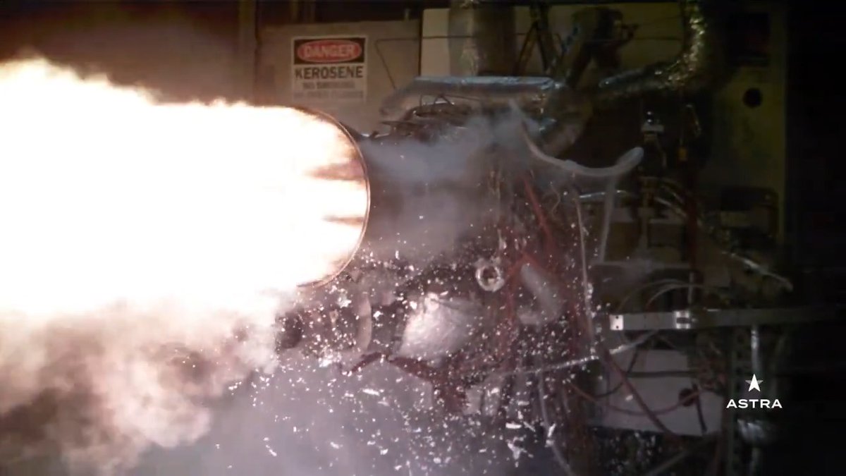 Hotfire at our test facility in preparation for testing the new combustion chamber for the next-generation Astra first stage engine that will power Rocket 4.