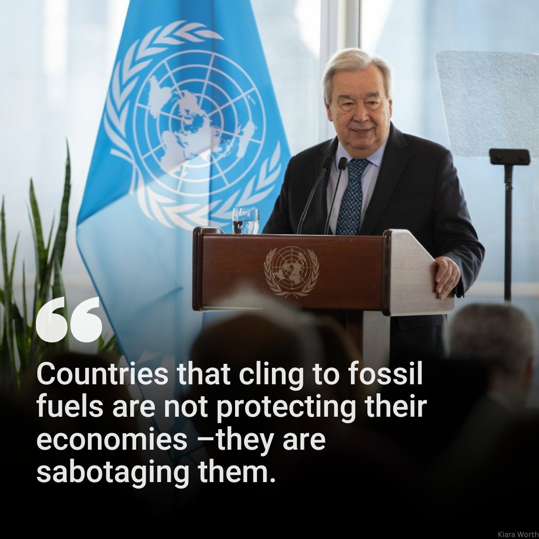 Countries that cling to fossil fuels are sabotaging their economies. Driving up costs, undermining competitiveness, locking-in stranded assets. They are missing the greatest economic opportunity of the 21st century: the renewable energy revolution.