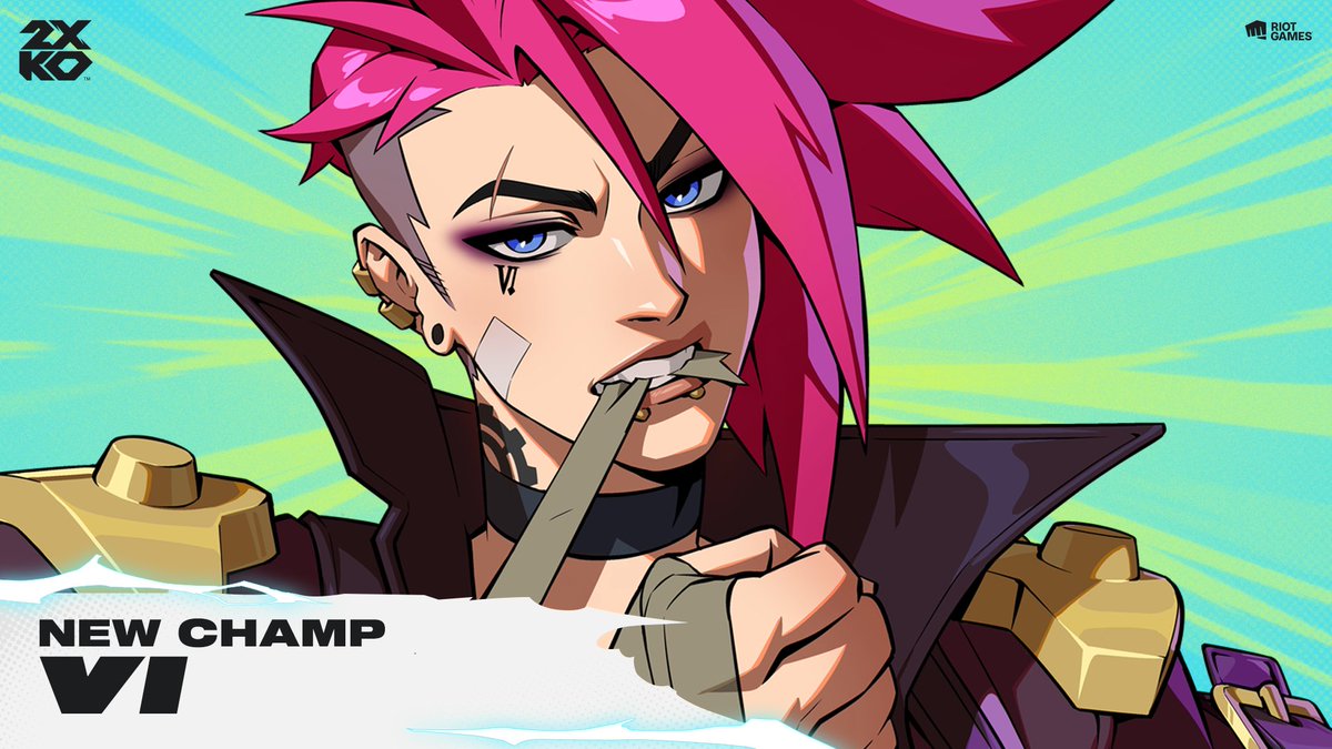 she hits hard. vi is 2xko’s newest champion. play her in closed beta (starting september 9) and at evo.