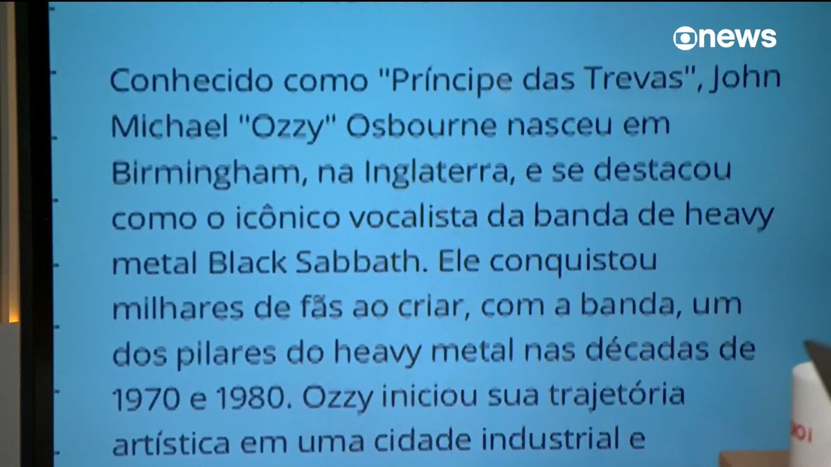 O cantor Ozzy Osbourne morreu aos 76 anos; britânico ficou conhecido mundialmente como vocalista da banda de heavy metal Black Sabbath, formada no final da década de 1960. #Estúdioi ➡ Assista à #GloboNews:
