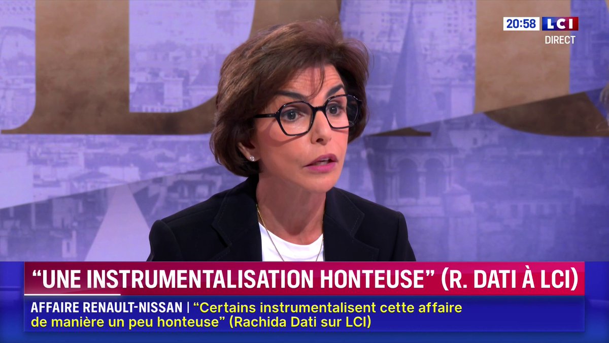 🚨ALERTE INFO "il y a un problème avec la justice (...) je ne renoncerai sur rien" déclare Rachida Dati. Une ministre critique la justice alors qu’elle est accusée de corruption et trafic d’influence, sans que personne ne la contredise sur le plateau.