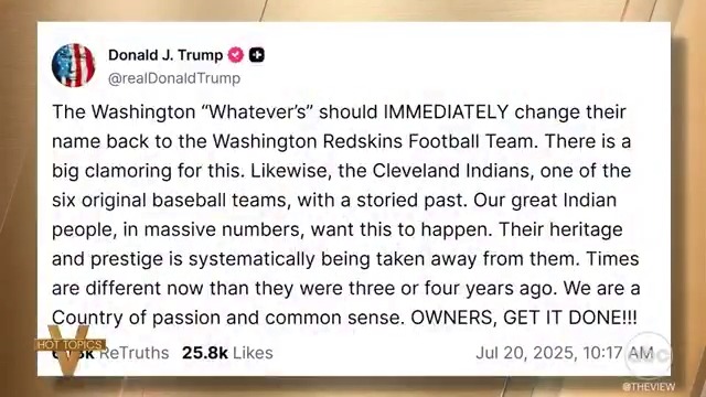 TRUMP TRYING TO DISTRACT FROM EPSTEIN STORY? 'The View' co-hosts question if the president's posting spree on the Washington Commanders, Mexican Coca-Cola and the MLK, Jr. files is an effort to get the Jeffery Epstein files out of the headlines.