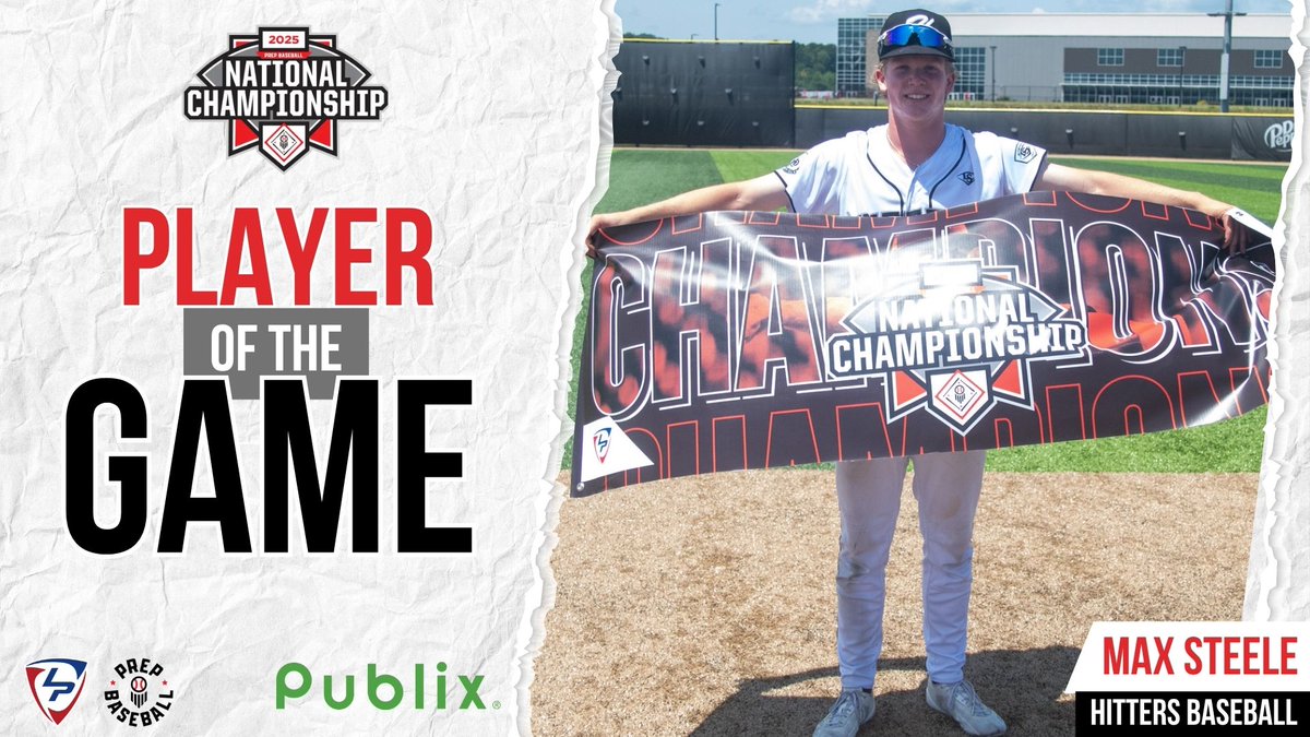 .Max Steele to the rescue ... The 2026 broke open a pitchers' duel with an RBI double, propelling Hitters Baseball to the Prep Baseball #17uNat25 crown. 🎙️ Cory McCartney &amp; Grayson Rosen Presented by Publix