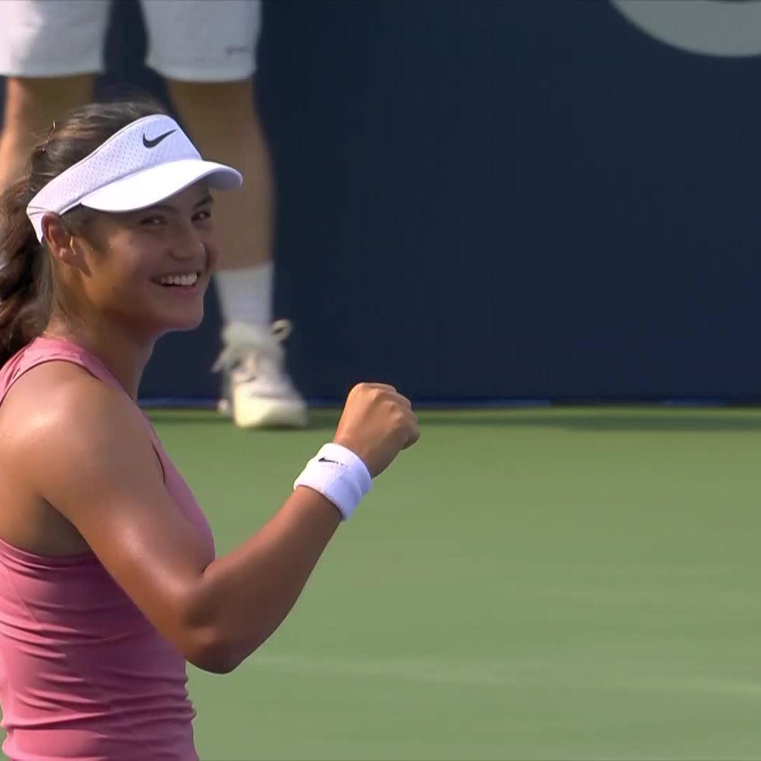 Rising to the occasion 🔥 Emma Raducanu knocks out No.7 seed Kostyuk, 7-6(4), 6-4 to reach the second round. #MubadalaCitiDCOpen