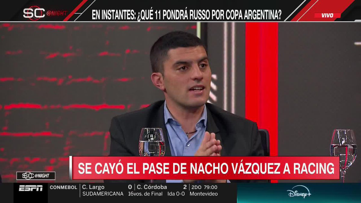 ATENCIÓN: informó @davilatomi que se cayó definitivamente el pase de Nacho Vázquez de Platense a Racing. 📺 #SCNight | #DisneyPlus