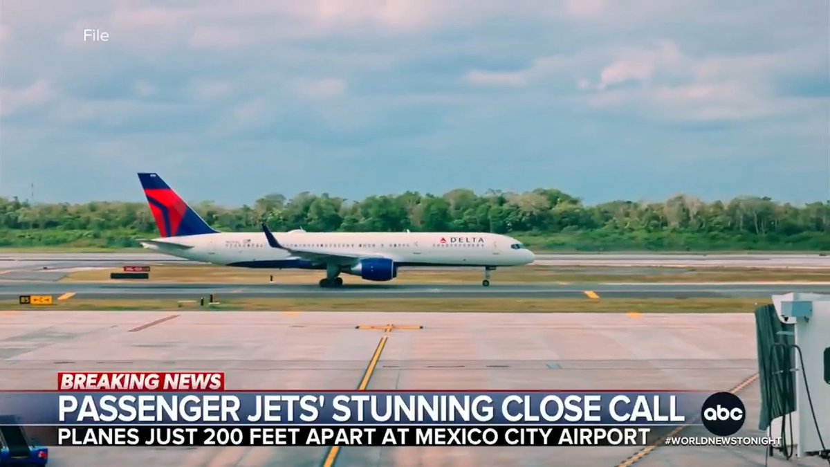 At Mexico City International Airport, a Delta plane bound for Atlanta came within 200 feet of an Aeroméxico passenger jet descending on the same runway after air traffic control cleared both planes for their takeoff and landing. Gio Benitez has details.