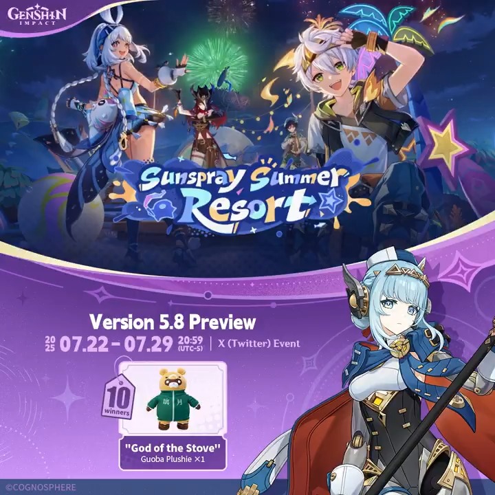 ✨Version 5.8 Preview✨ 🎁Participate in the event for a chance to win official merchandise. How to Participate: ① Follow Genshin Impact ② Retweet this post And you can instantly check the event results via this link: #GenshinImpact