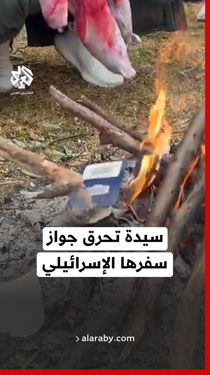 سيدة تحرق جواز سفرها الإسرائيلي أمام البرلمان الأسترالي في كانبيرا خلال تظاهرة مؤيدة لفلسطين