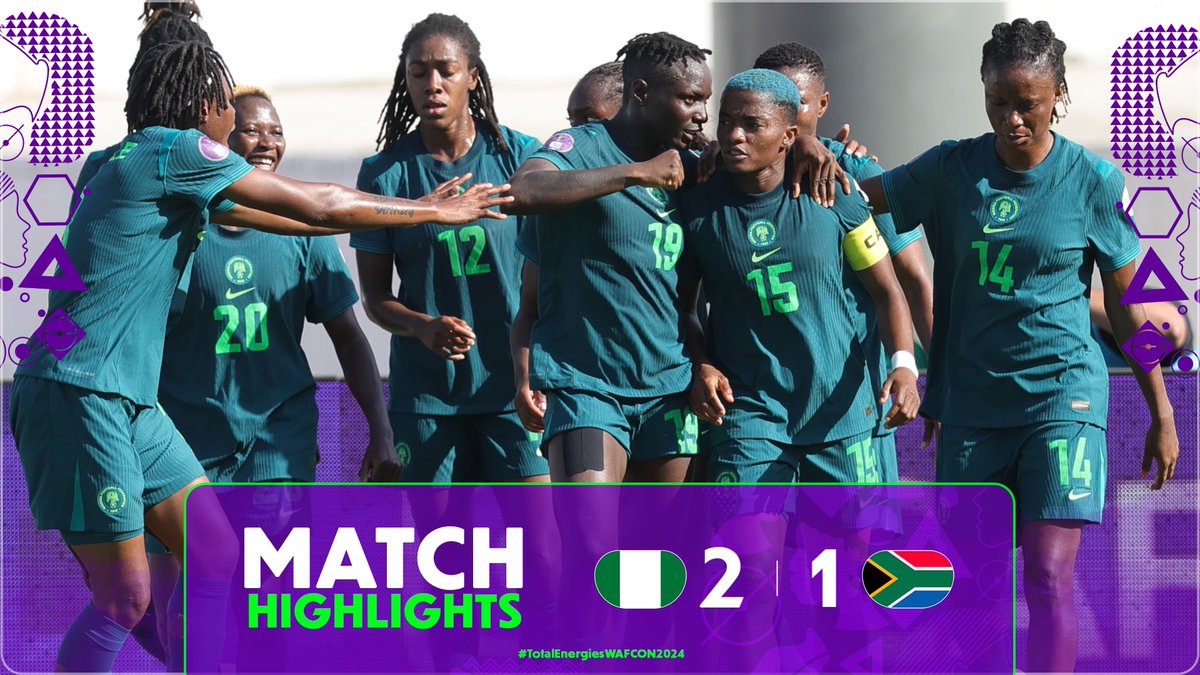 🎥 HIGHLIGHTS: 🇳🇬 2-1 🇿🇦 A late winner from Alozie secure a final spot for the Super Falcons! 👏 #TotalEnergiesWAFCON2024