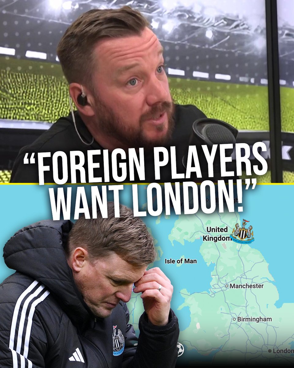📍 "Newcastle's geography is a bit of a problem because they're up north!" 🥶 "Chelsea is London, Newcastle's a bit cold..." Jamie O'Hara has a theory about why #NUFC are struggling to land top targets this summer! 👀