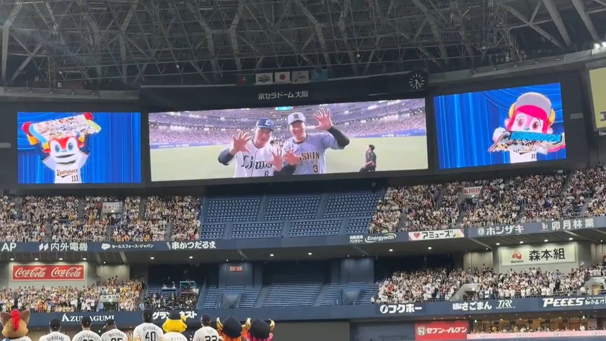 #渡部聖弥 選手は、オールスター初打席で初ヒット! スタメンの入場は #大山悠輔 選手とガオーポーズでした! #せいやんといっしょ #埼玉西武ライオンズ #seibulions #阪神タイガース #オールスター
