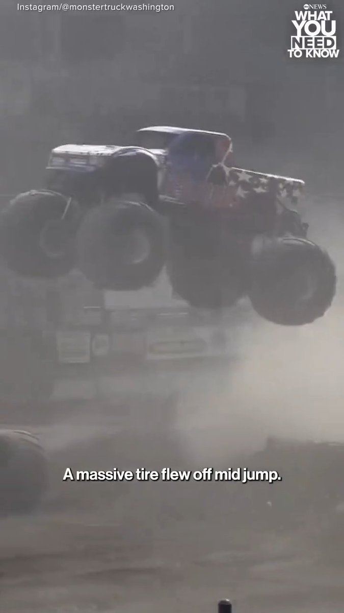 A massive tire flew off mid-jump during a monster truck show in Washington State and landed on a car in a nearby parking lot. Thankfully, no injuries were reported. What You Need to Know is now streaming exclusively on Disney+. Stream now: