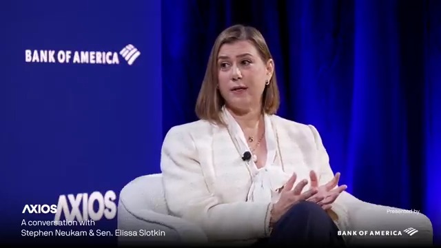 .Sen. Elissa Slotkin on Republican redistricting: "If they're going to go nuclear in Texas, I'm going to go nuclear in other places. ... If they're proposing to rig the game, we're going to get in that game and fight." #AxiosLive