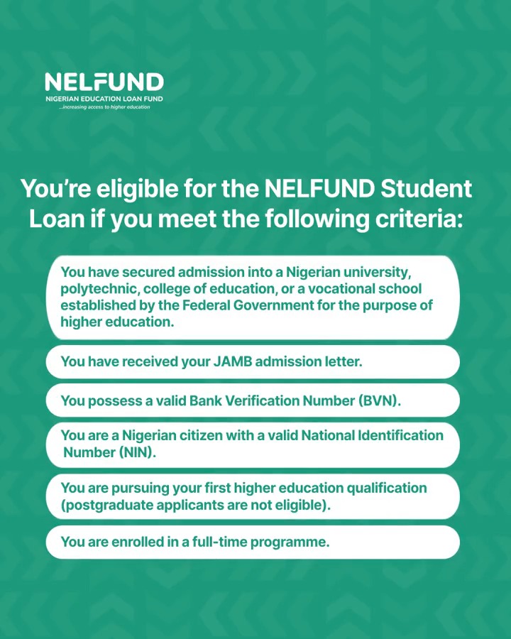 If you tick all boxes, you will get sorted Visit the link in bio or go to and click “Apply Now” to get your interest-free student loan #NELFUNDStudentLoan