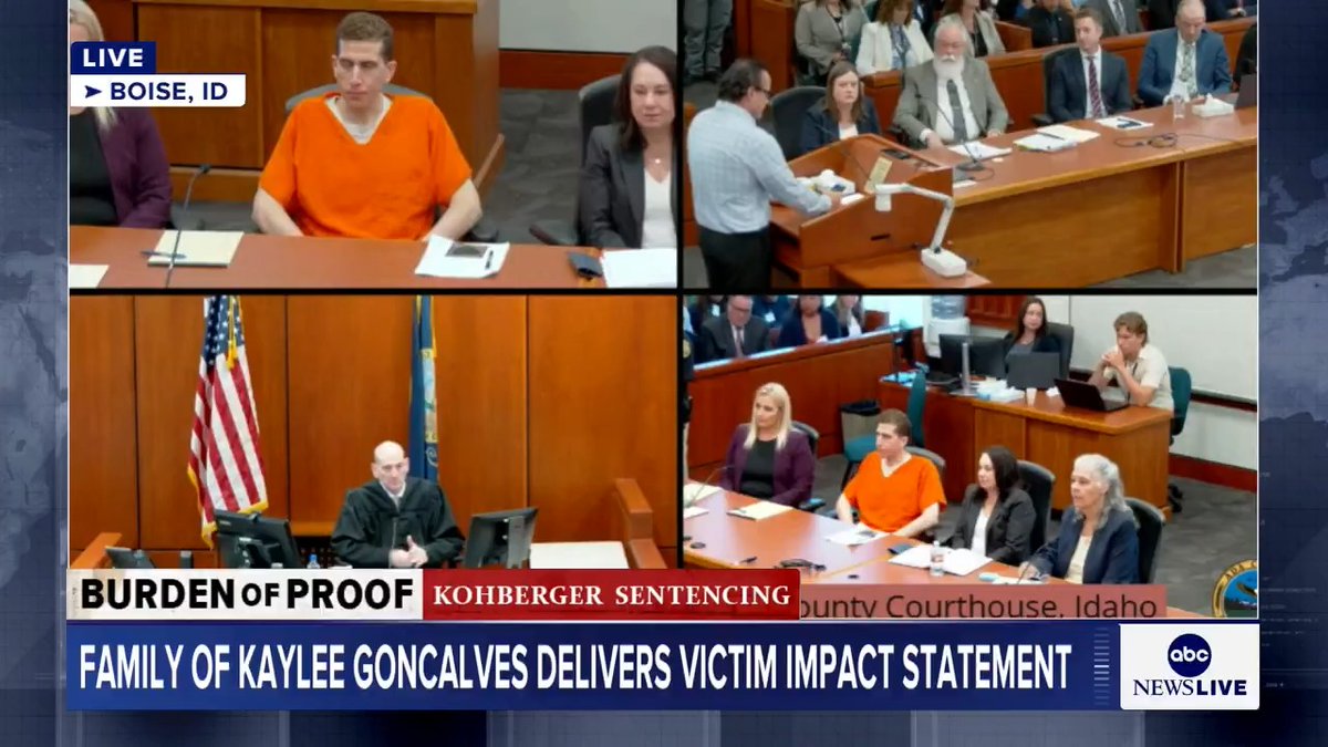 Steve Goncalves, the dad of Kaylee Goncalves, turned the podium to face Bryan Kohberger to deliver his victim impact statement. "You tried to plant fear. You tried to divide us ... Instead, your actions have united everyone in their disgust for you."