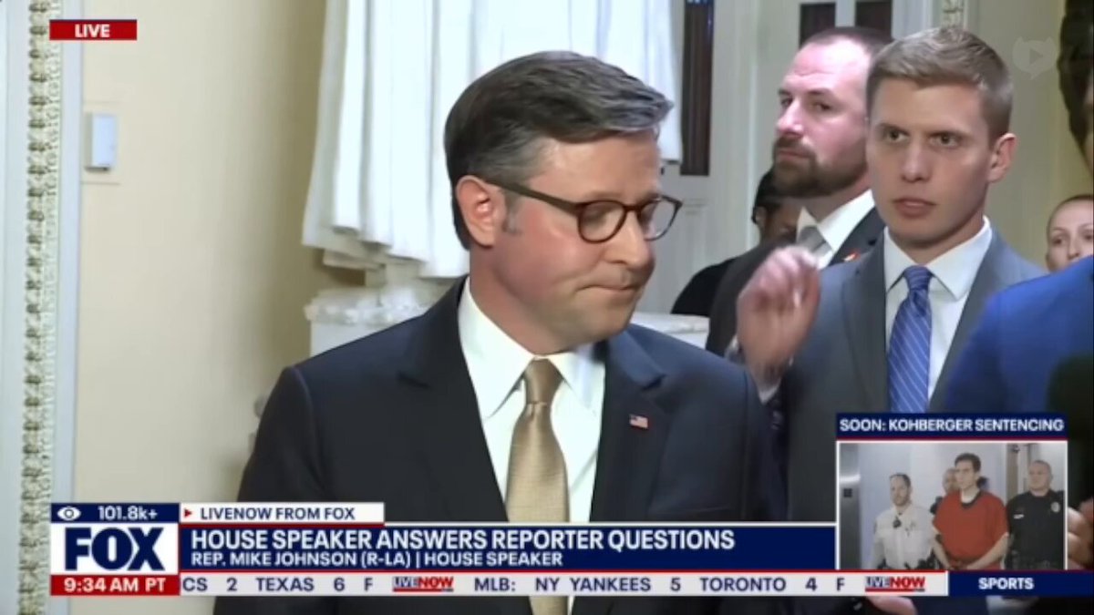 NOW - Speaker Johnson on Epstein files House vote: "No, we don't have any fear. No, no, hold on. No, Reese, no. There's no fear here. No, there's no fear. There's no fear. We're not going to allow the Democrats to use this as a political cudgel."