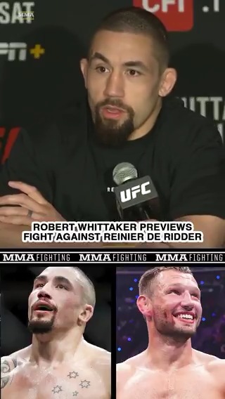 Robert Whittaker is ready to "get back into the office" against Reinier de Ridder at #UFCAbuDhabi: "I'm fast and my striking is better than his. I've just got to find the holes and the openings to close the night … But I know he'll try to take me down straight away."