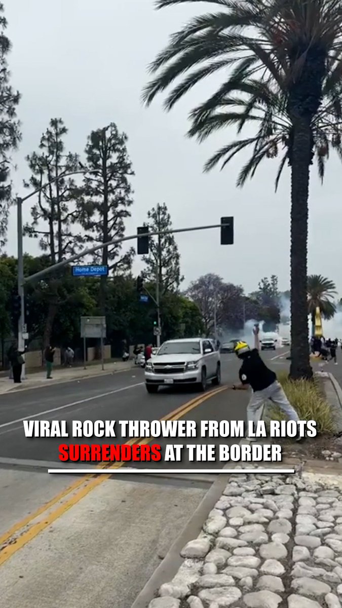KICK ROCKS: 40-year-old Elpidio Reyna, suspected of throwing rocks at immigration enforcement vehicles during the LA riots, turned himself in to federal authorities at the US-Mexico border. He was charged with federal assault on an officer. | Matt Finn