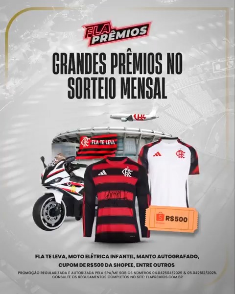 Você foi convocado pelo Fla-Prêmios! 🫵 Acesse gratuitamente e concorra a prêmios exclusivos no sorteio mensal, gire a roleta e teste sua sorte em dias de jogo e resgate cupons de parceiros do Mengão. #ad