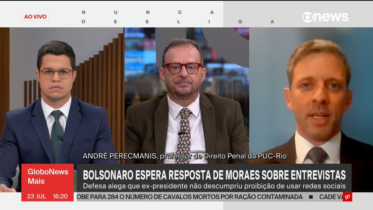 “O ministro Luiz Fux, que agora vem proferindo uma decisão correta e técnica, pelo menos no que diz respeito às entrevistas, proibiu Lula de dar uma entrevista. Uma mudança de entendimento numa situação muito parecida, e isso obviamente sinaliza uma insegurança jurídica. O ‘jus sperniandi’ deve ser garantido a todos, a quem a gente gosta e não gosta, de quem a gente discorda, de quem a gente concorda”, diz André Perecmanis, professor de Direito Penal da PUC-Rio, sobre decisão de Luiz Fux, ministro do Supremo Tribunal Federal (STF), quanto a medidas cautelares contra Jair Bolsonaro. ➡ Assista ao #GloboNewsMais: #GloboNews