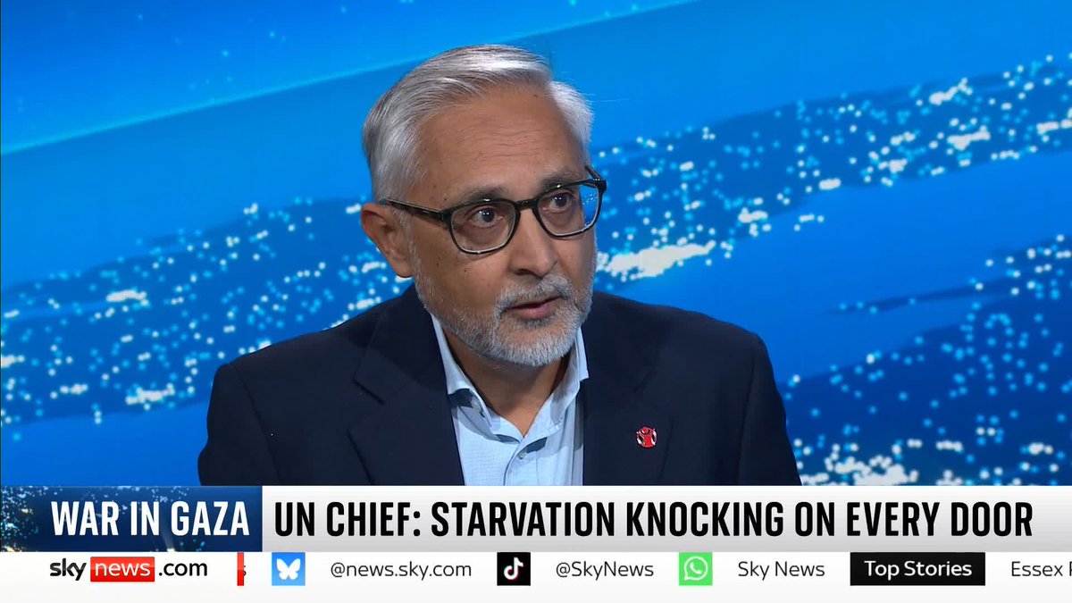 "We've got something like 220 people working for Save the Children across the Gaza Strip... but my colleagues are getting thin. They lack food." Save the Children UK CEO Moazzam Malik speaks to Yalda Hakim. 📺 Sky 501 / YouTube