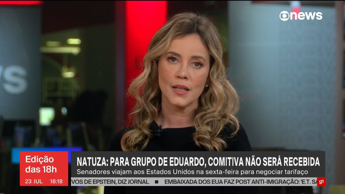 “Interlocutores de Eduardo Bolsonaro com quem eu conversei disseram que estão instruindo os interlocutores deles, na Casa Branca e no Departamento de Estado, a não receber a delegação brasileira. Essa interlocução pode ser dificultada justamente porque Eduardo Bolsonaro não quer que haja outros interlocutores com a Casa Branca que não sejam ele e o Paulo Figueiredo, que é quem está articulando porque tem muito trânsito na Casa Branca e com o próprio (presidente dos Estados Unidos) Donald Trump”, diz Natuza Nery sobre ação do filho 03 de Jair Bolsonaro para impedir que senadores brasileiros sejam recebidos para negociar o tarifaço. ➡ Assista ao #Edição18: #GloboNews