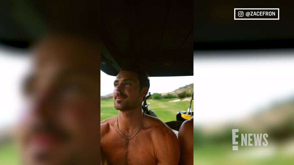 Zac Efron and Dylan Efron ditched their shirts for the brothers’ day on the golf course.