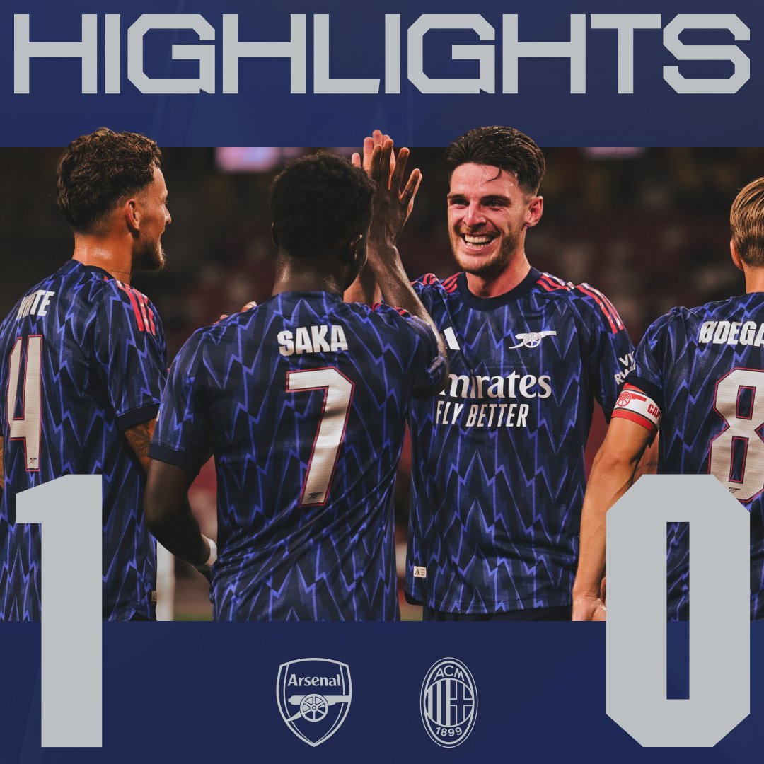 🎯 Jakub’s clever cross 🤝 Bukayo’s tidy finish Watch highlights from our 1-0 win over AC Milan in Singapore 👇