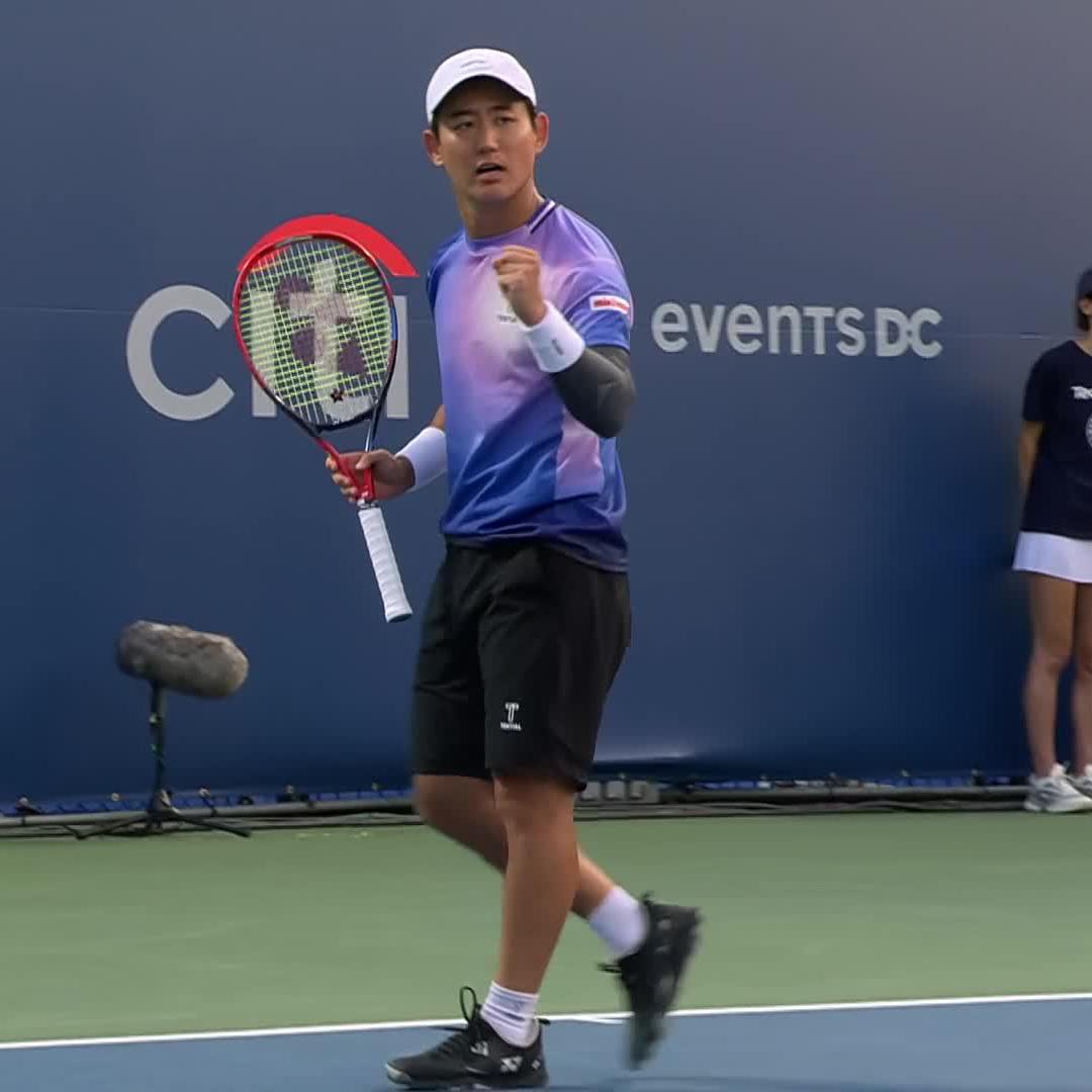 Return to sender 🔥 YOSHIHITO NISHIOKA ramps up the return vs Cobolli at #MubadalaCitiDCOpen