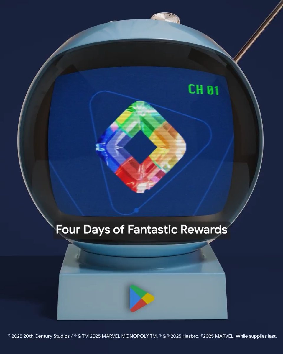 This just in: Google Play Points is uniting fandoms 📺 Get ready for Google Play’s Four Days of Fantastic Rewards, live on Google Play and at Comic-Con®. We’ve got exclusive collectibles from MONOPOLY GO!, Marvel Entertainment’s First Family, and the Google Play Rewards Lab inspired by Marvel Studios’ #TheFantasticFour: First Steps that you’ll have to see to believe. Be ready. It all begins July 24. #GoPlay See Marvel Studios’ The Fantastic Four: First Steps, in theaters July 25.